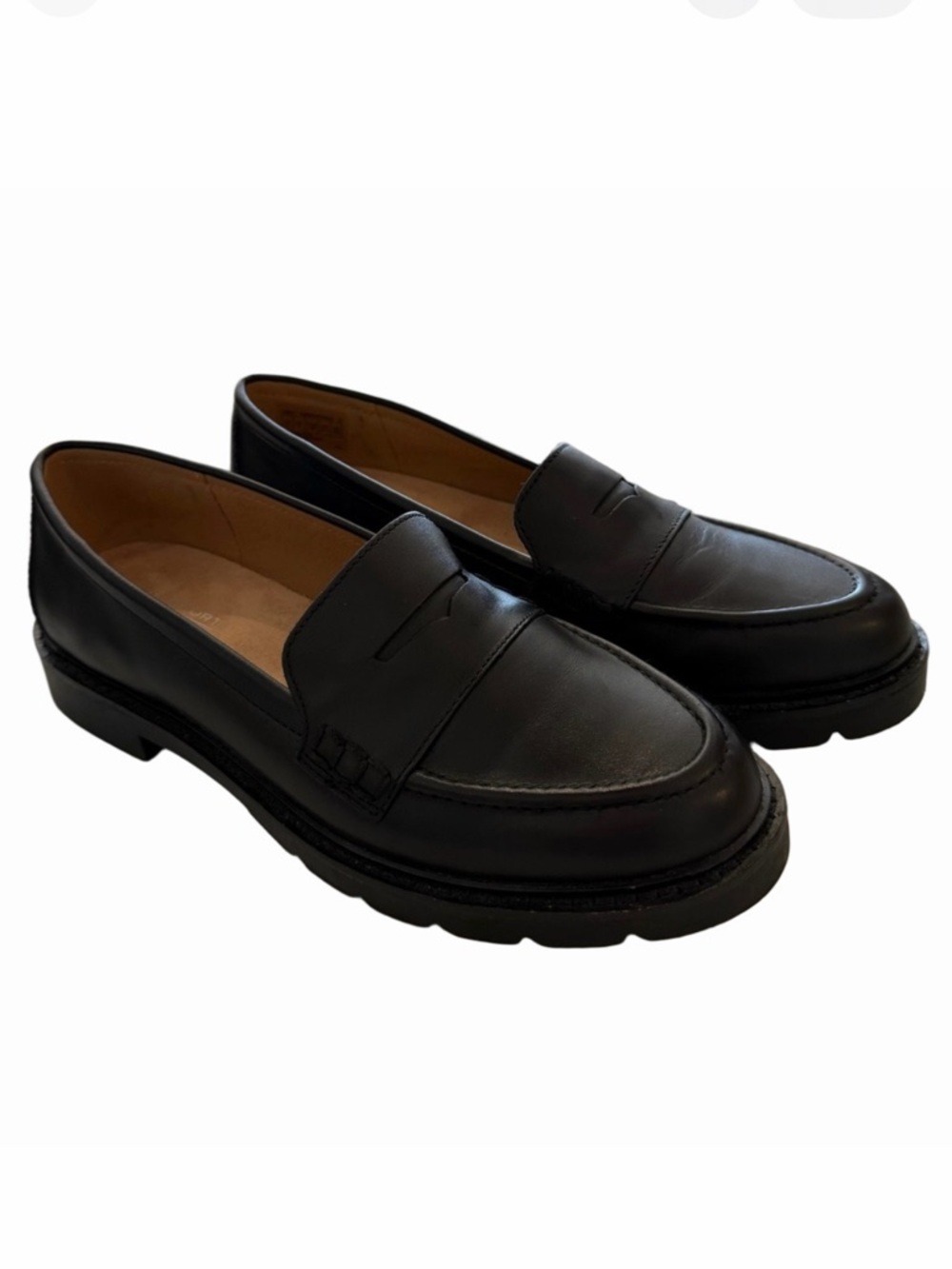 Rockport Kacey Size 7.5 Black Leather Penny Loafers Chunky Lug Sole TruTECH